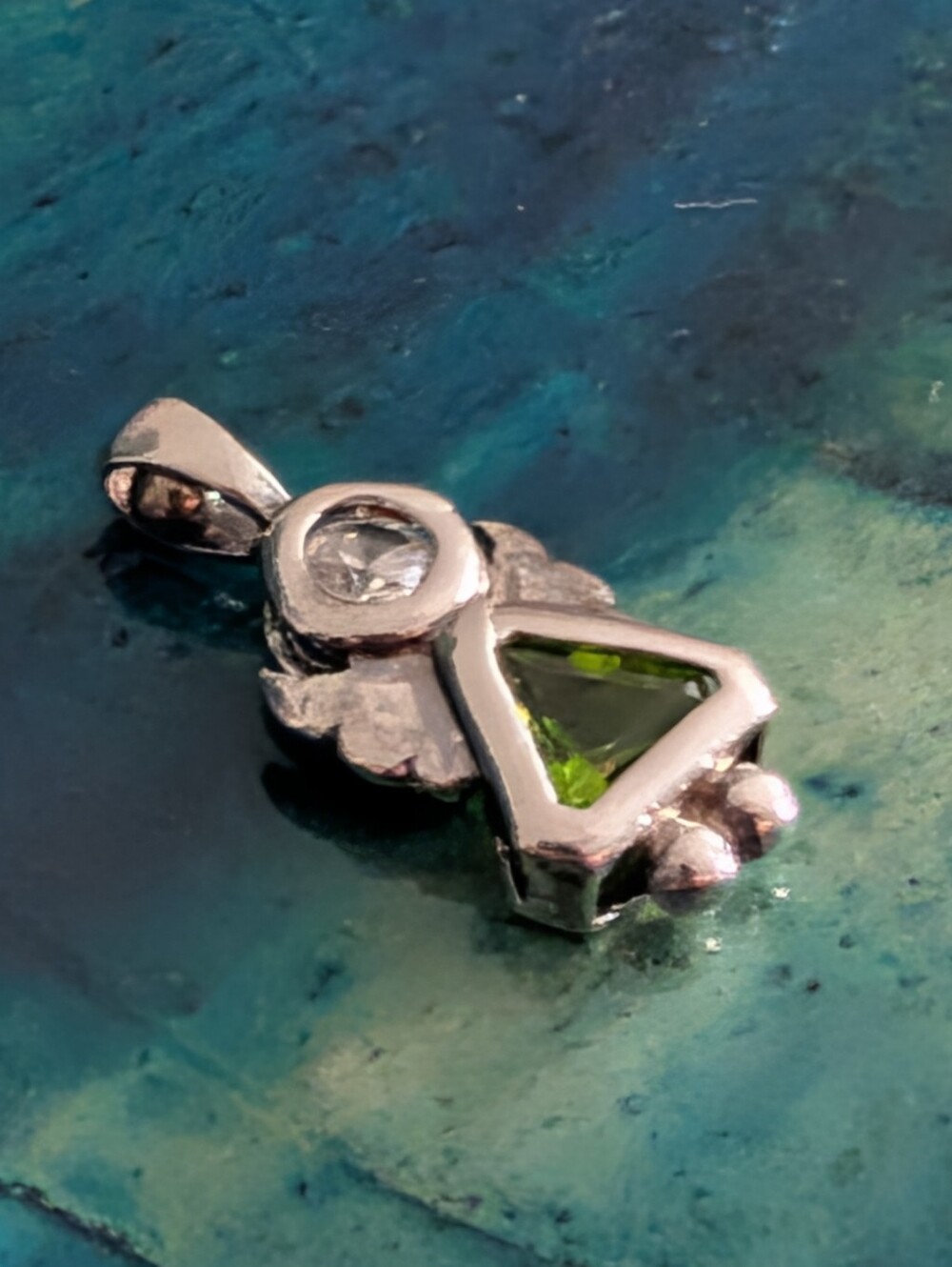 Sterling Silver Green Peridot CZ Angel Charm Or Pendant August Birthstone - Picture 3 of 7